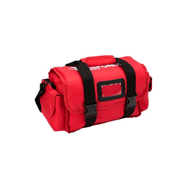 Sports First Responder Medical Kit bag showing the buckles in the front and side pockets.