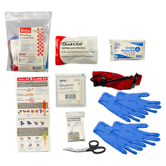 Severe Bleeding Control Professional Trauma Kit (Poly Bag) Spread.