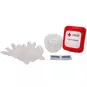 Pair of white nitrile gloves, Adult/Child CPR Mask with One Valve, two alcohol cleansing pads, and the Adult/Child CPR Mask Hard Case.