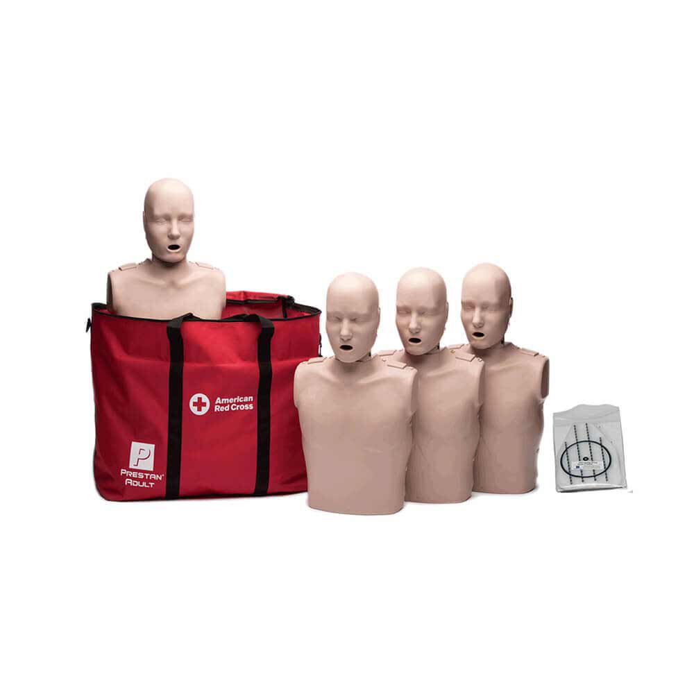 Prestan Adult Jaw Thrust Manikins with CPR Monitors (4-Pack), Tan Skin.