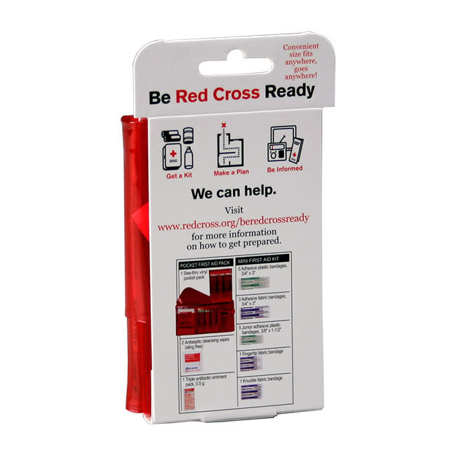 American Red Cross Pocket First Aid Kit packaging - back view.