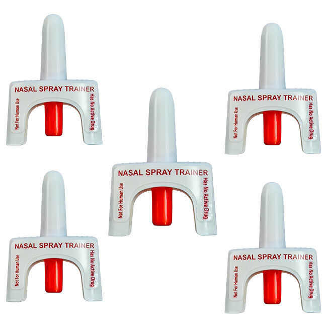 Naloxone Nasal Spray Training Device 5 Pack for First Aid for Opioid Overdoses training.
