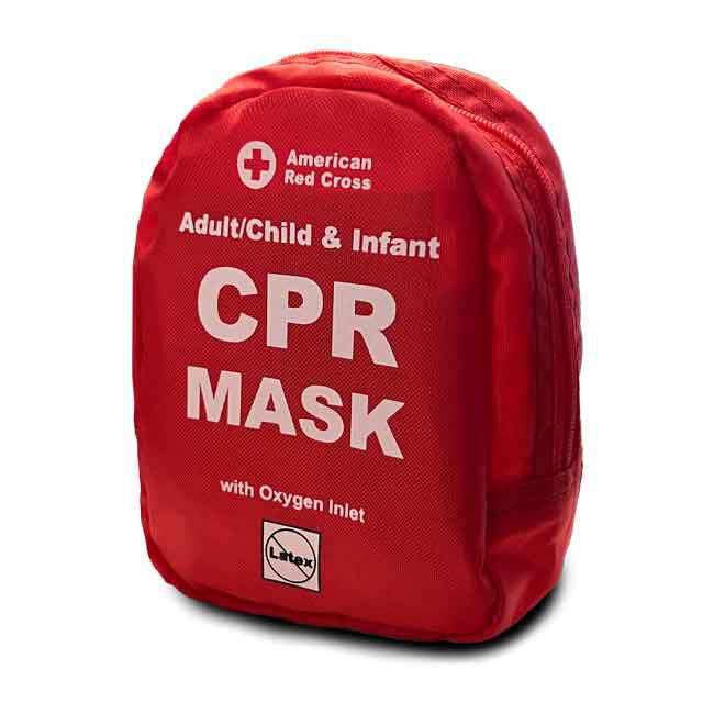 Soft Case for the Adult/Child CPR Mask with O2 Inlet and Infant CPR Mask - front view.