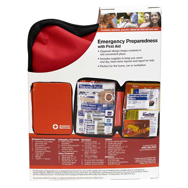 Emergency Preparedness/First Aid Auto Kit with Soft Case - back view.