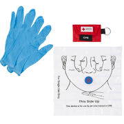 CPR Keychain, Face Shield with 1-Way Valve, 1 Pair Latex Free Nitrile Gloves.