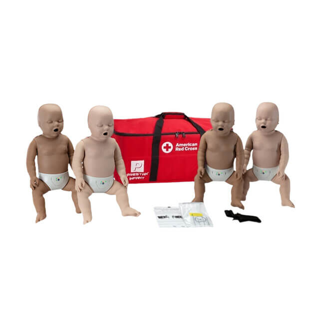 Prestan Diverse Skin-Tone Infant Manikins with CPR Monitors - (4 Pack), Tan Skin/Brown Skin.
