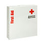 Metal cabinet of the Large 50-Person Workplace ANSI A+ First Aid Kit showing the front and cabinet hinge on the side.