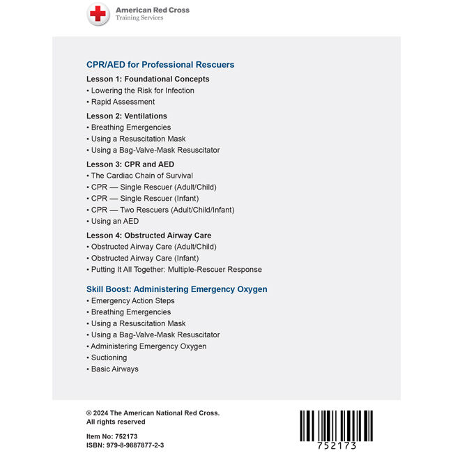 CPR/AED for Professional Rescuers DVD back cover.