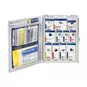 Medium SmartCompliance First Aid Kit with Metal Cabinet, ANSI A First Aid Kit, open, showing the 91 contents.