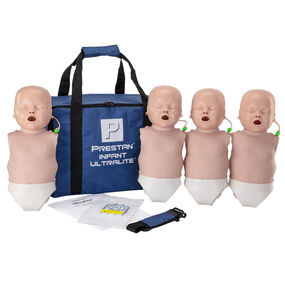 Prestan Ultralite Infant Manikins with CPR Monitors - (4-Pack), Tan Skin.