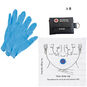 CPR Keychain, Face Shield with 1-Way Valve and Instructions for Use, and 1 Pair Latex Free Nitrile Gloves.