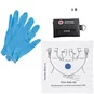 CPR Keychain, Face Shield with 1-Way Valve and Instructions for Use, and 1 Pair Latex Free Nitrile Gloves.