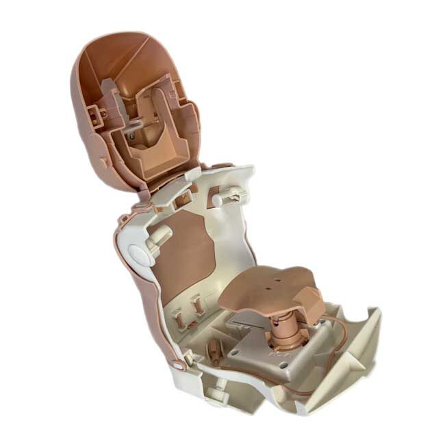 Prestan Ultralite Infant CPR Manikin, back view, showing the internal mechanisms of the manikin.