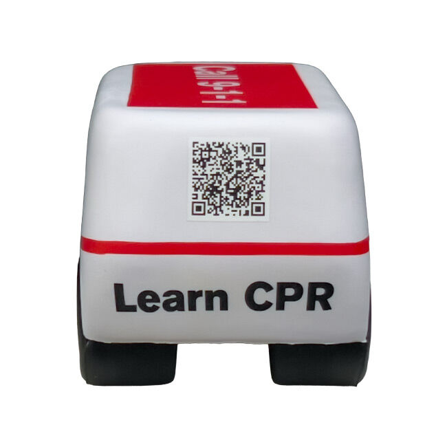 CPR Compression Tool - back view with a QR code and the words Learn CPR.