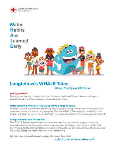 Longfellow’s WHALE Tales Water Safety for Children brochure